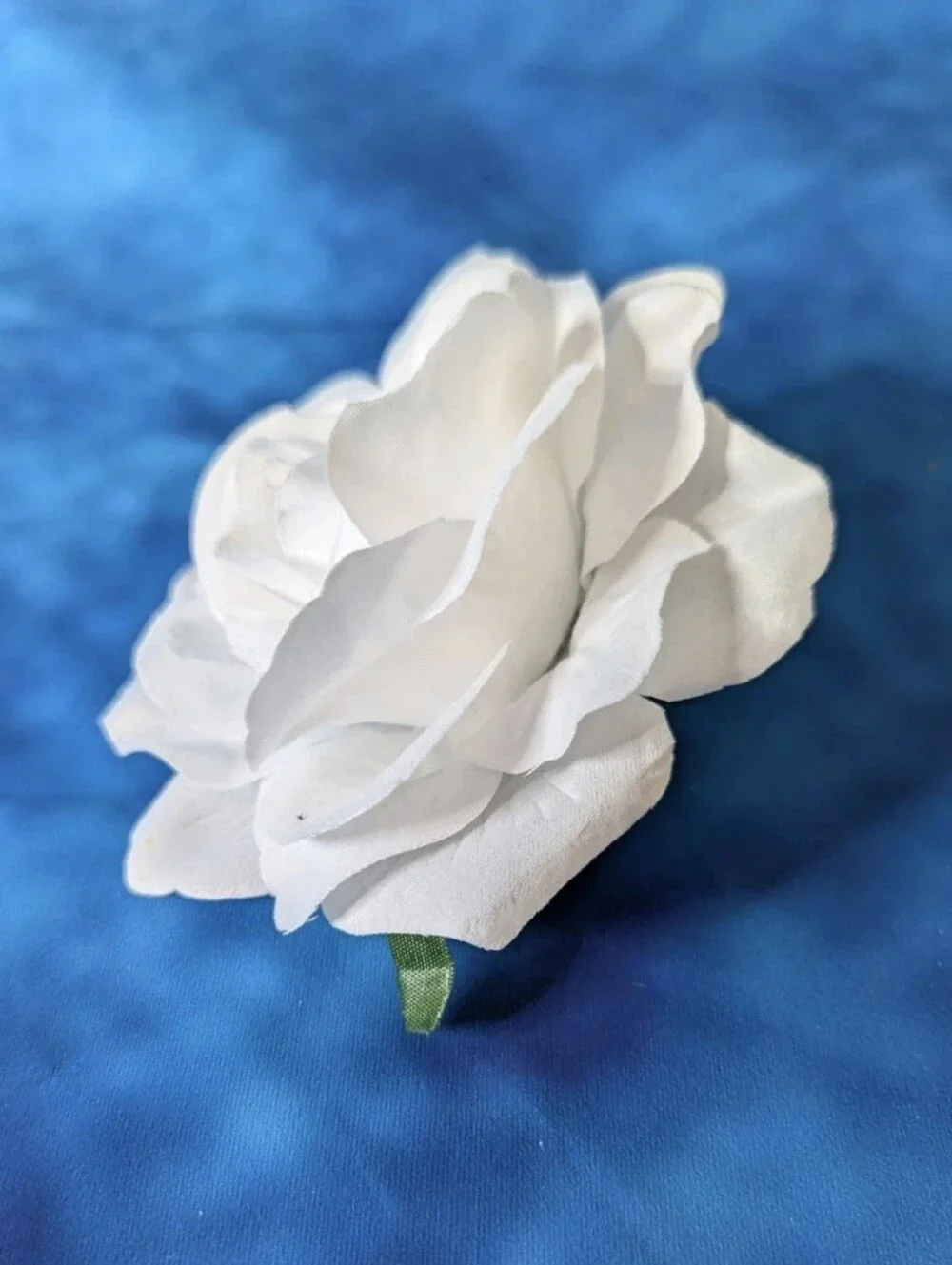 Rose Floral Hair Accessory White With Greenery Alligator Clip With Pin